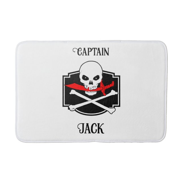 Personalised Jolly Roger (Cutlass) Bath Mat (Front)