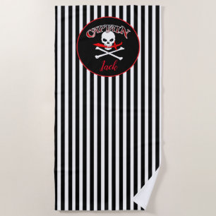 Personalised Jolly Roger (Cutlass) Beach Towel