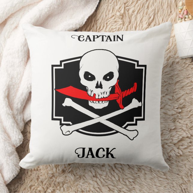 Personalised Jolly Roger (Cutlass)  Cushion (Blanket)