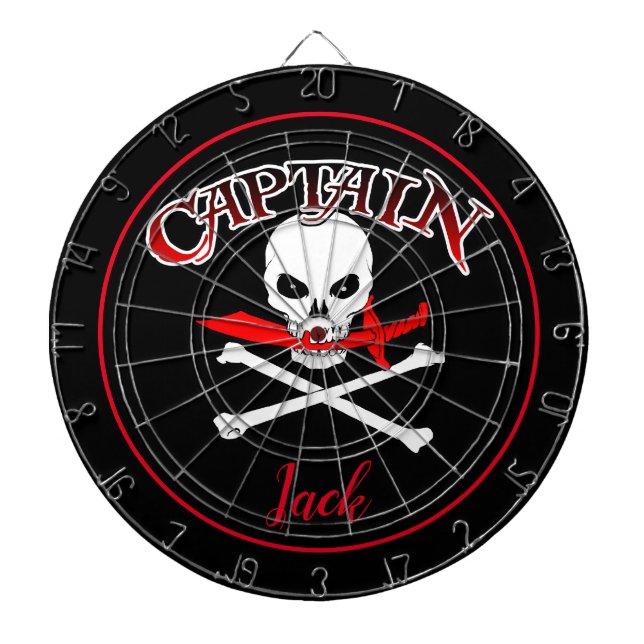 Personalised Jolly Roger (Cutlass)  Dartboard (Front)