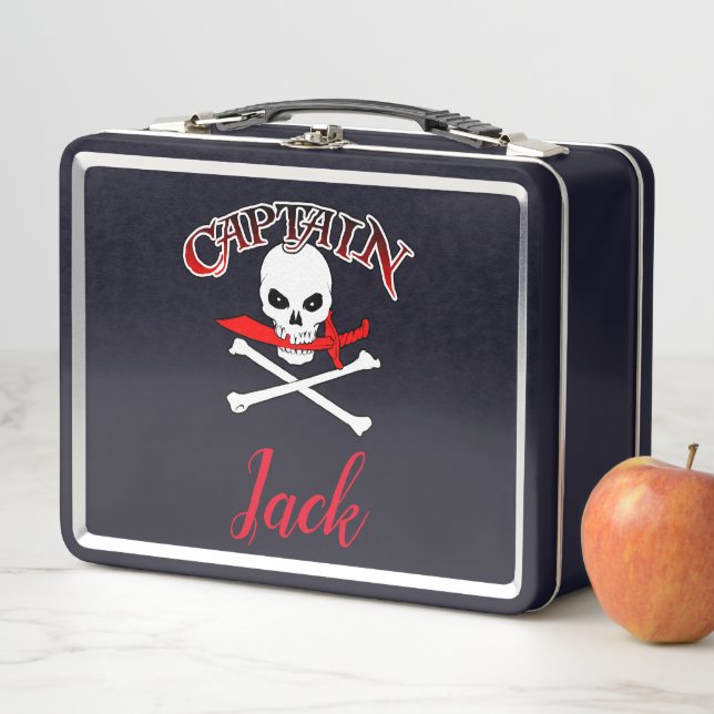 Personalised Jolly Roger (Cutlass) Metal Lunch Box (In Situ)