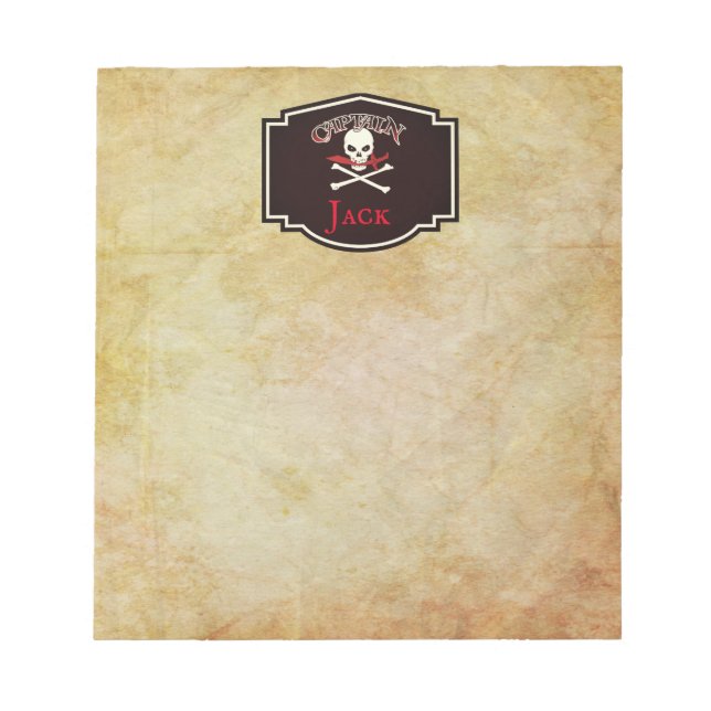 Personalised Jolly Roger (Cutlass) Notepad (Front)