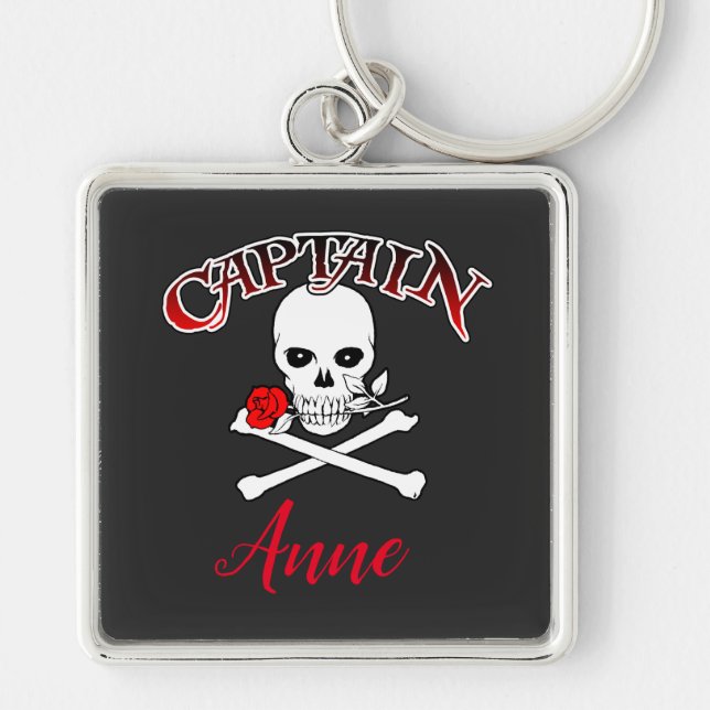Personalised Jolly Roger (Rose)  Keychain (Front)