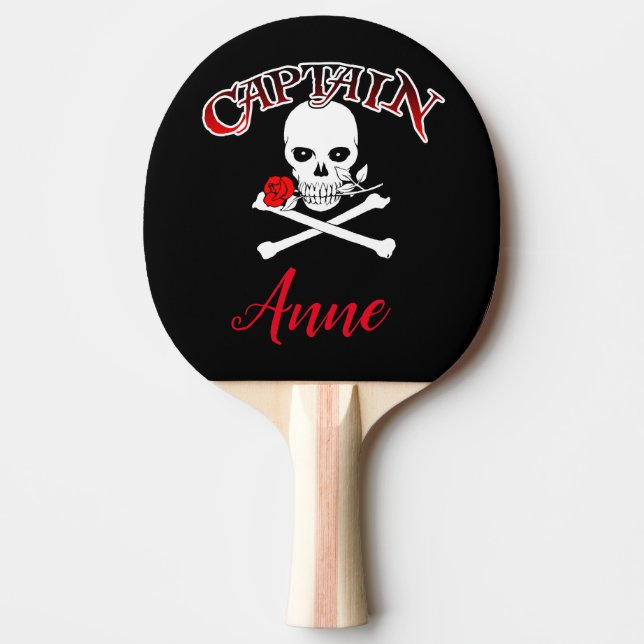 Personalised Jolly Roger (Rose) Ping Pong Paddle (Front)