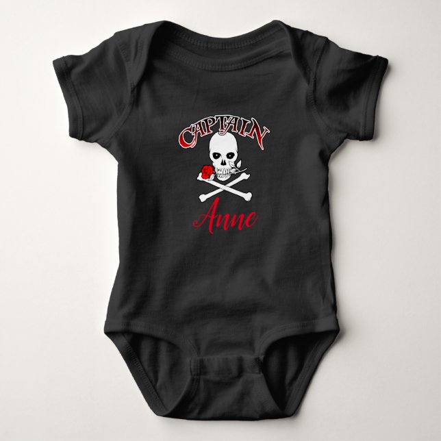 Personalised Jolly Roger (Rose) T-Shirt Baby Bodysuit (Front)