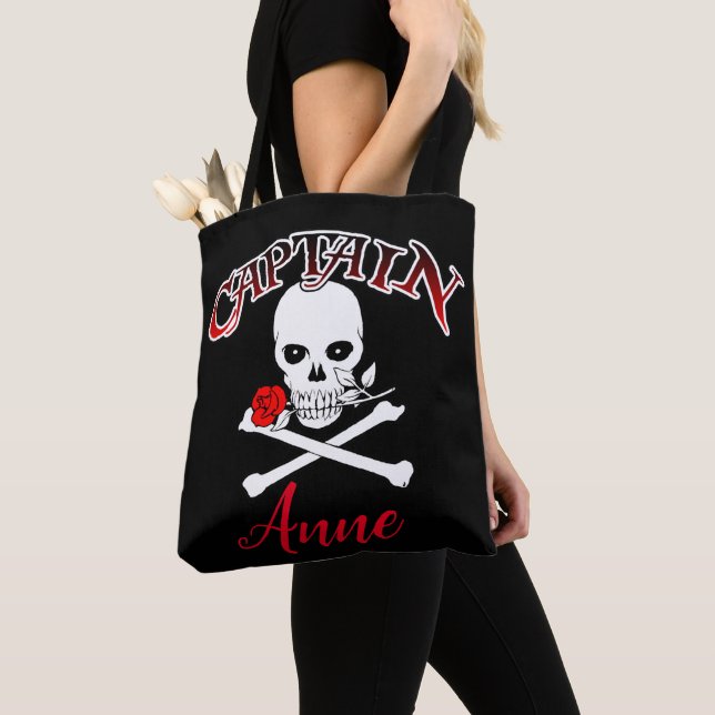 Personalised Jolly Roger (Rose) Tote (Close Up)