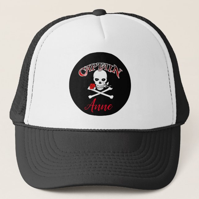 Personalised Jolly Roger (Rose) Trucker Hat (Front)