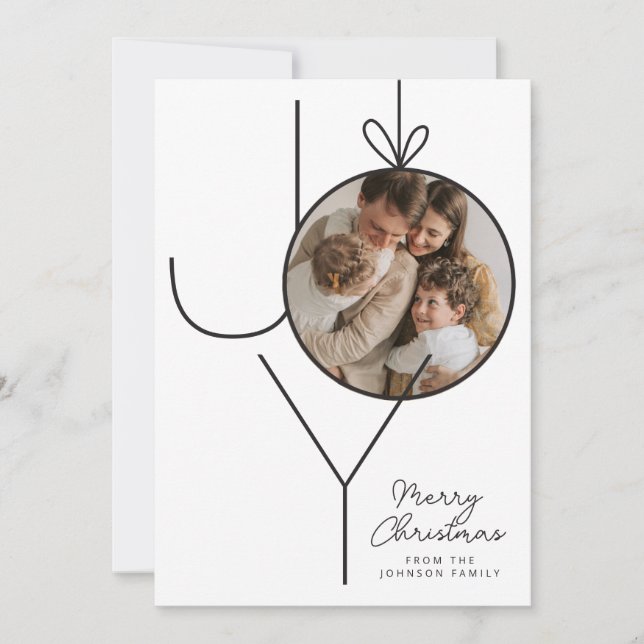 Personalised JOY Christmas Ornament Photo Card (Front)