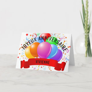 Personalised  Joyeux Anniversaire French Birthday  Card