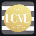 Personalised Joyous Stripes Stickers / LOVE<br><div class="desc">Black watercolor stripes with a gold foil like circle,  reading LOVE. Easy to personalise and customise! Stylish,  bright,  simple - perfect!  Product does not contain actual gold foil.</div>