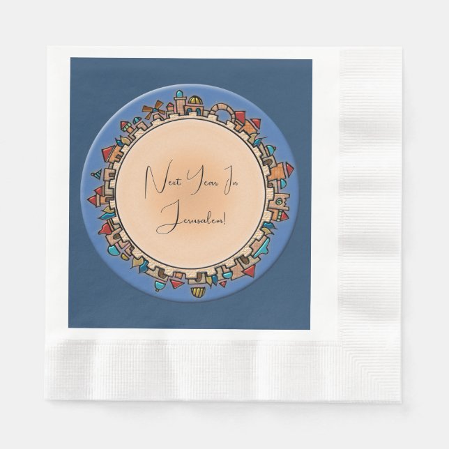 Personalised Judaica Jerusalem Napkin (Front)
