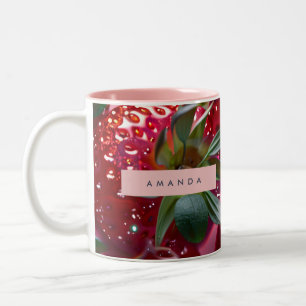 Personalised Juicy Strawberry Bliss Two-Tone Coffee Mug