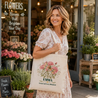 Personalised July Birth Flower Dragonfly Carnation Tote Bag