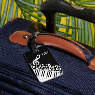 Personalised Jumbled Musical Notes and Piano Keys Luggage Tag