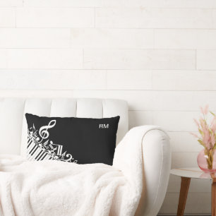 Personalised Jumbled Musical Notes and Piano Keys Lumbar Cushion