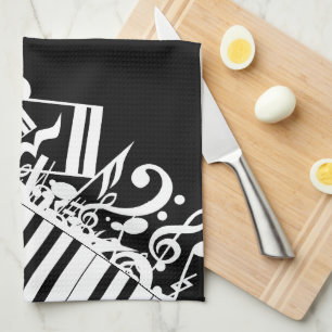 Personalised Jumbled Musical Notes and Piano Keys Tea Towel