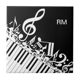 Personalised Jumbled Musical Notes and Piano Keys Tile