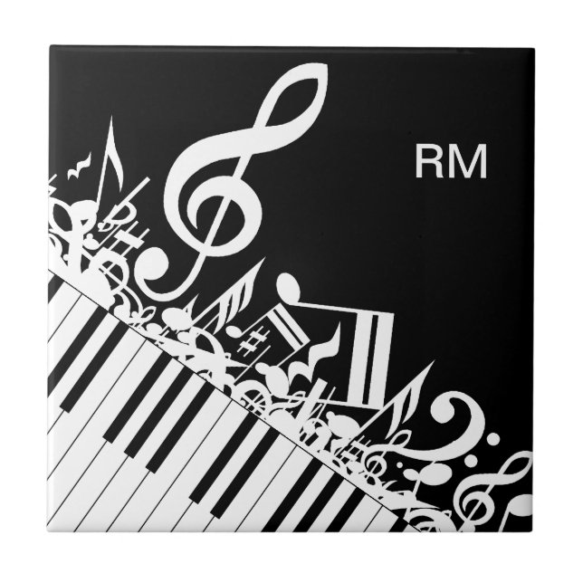 Personalised Jumbled Musical Notes and Piano Keys Tile (Front)