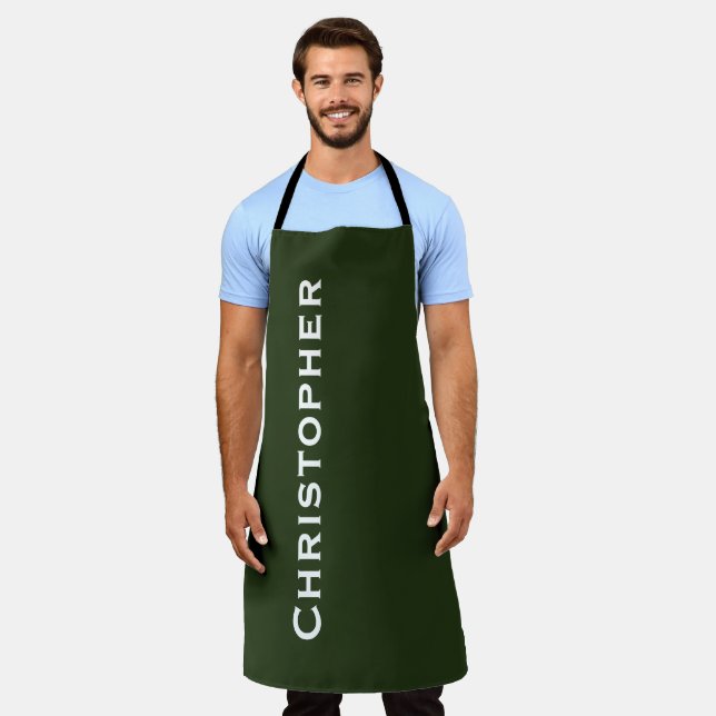 Personalised Jumbo Bold Name Choose Your Colour Apron (Worn)