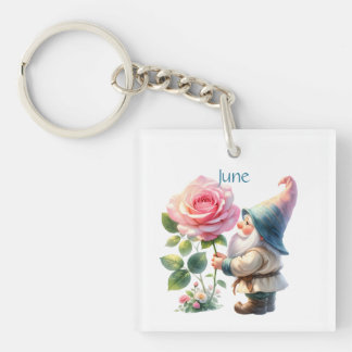 Personalised June Birth Month Garden Gnome Key Ring