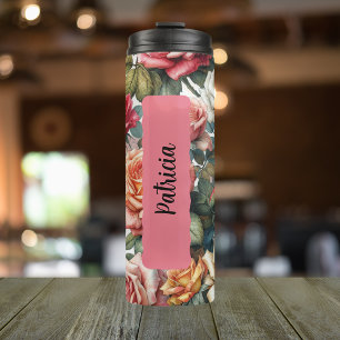 Personalised June Birth Month Rose Thermal Tumbler
