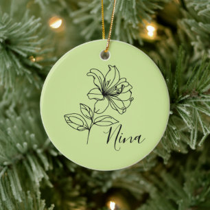 Personalised June Honeysuckle Birth Flower Gift Ceramic Tree Decoration