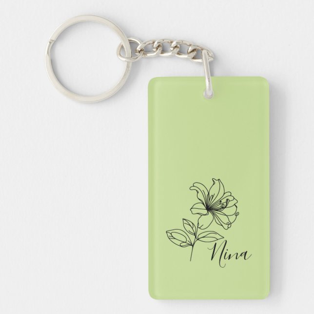 Personalised June Honeysuckle Birth Flower Gift  Key Ring (Front)