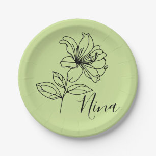 Personalised June Honeysuckle Birth Flower Gift Paper Plate