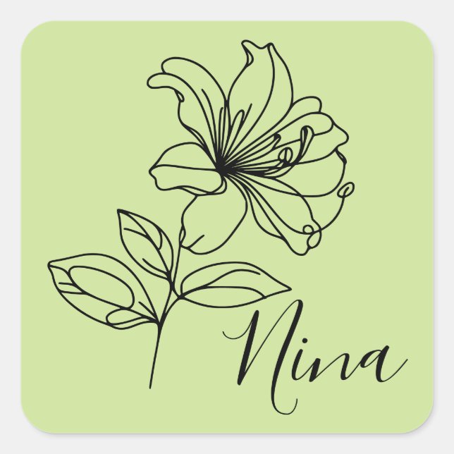 Personalised June Honeysuckle Birth Flower Gift  Square Sticker (Front)