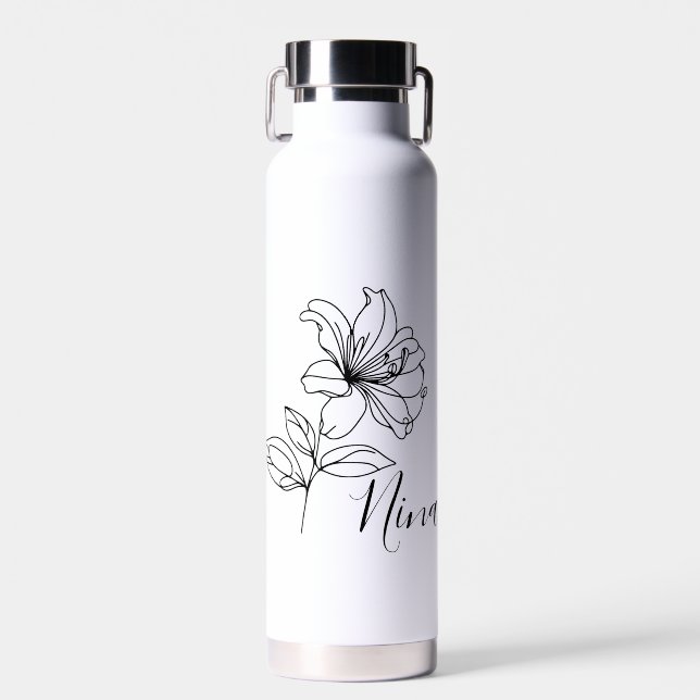 Personalised June Honeysuckle Birth Flower Gift  Water Bottle (Front)