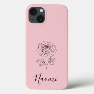 Personalised June Rose Birth Flower Gift for Her iPhone 13 Case