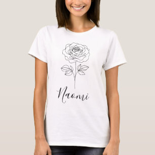 Personalised June Rose Birth Flower Gift for Her T-Shirt