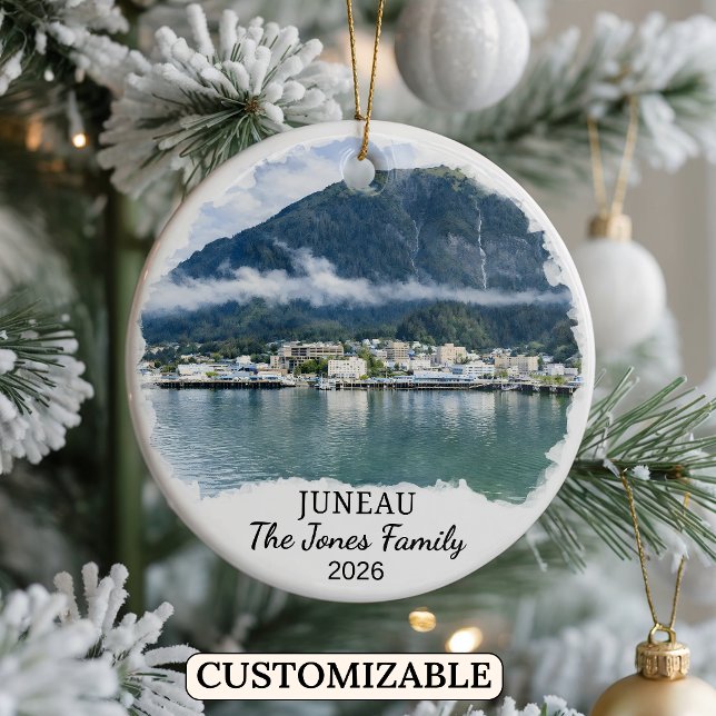 Personalised Juneau Ornament, Custom Alaska Ceramic Tree Decoration (Creator Uploaded)