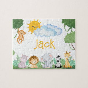 Personalised Jungle Animal Child Name Puzzle 