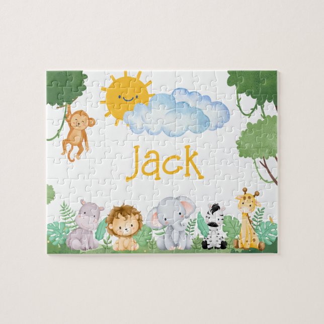 Personalised Jungle Animal Child Name Puzzle  (Horizontal)