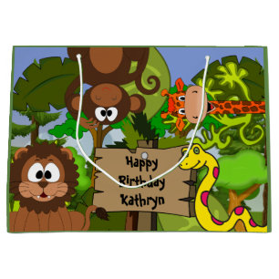 Personalised Jungle Birthday Large Gift Bag