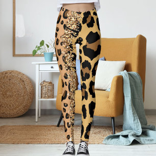 Personalised Jungle Cat Print Wild Animal Pattern Leggings