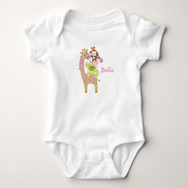 Personalised Jungle Jill/Girl Animals Baby Shirt (Front)