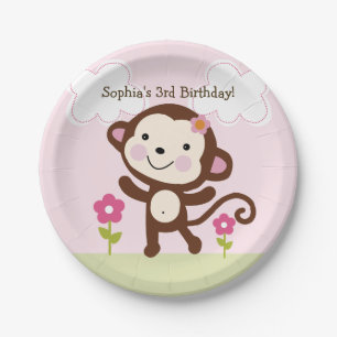 Personalised Jungle Jill Monkey Party Plates