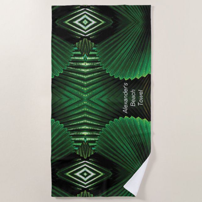 Personalised Jungle Leaf Design Beach Towel (Front)