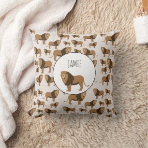 Personalised Jungle Lion Animal Pattern Cushion