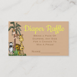 Personalised Jungle Safari Diaper Raffle Ticket Enclosure Card