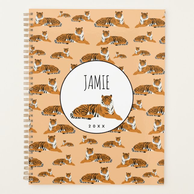Personalised Jungle Tiger Animal Pattern Planner (Front)
