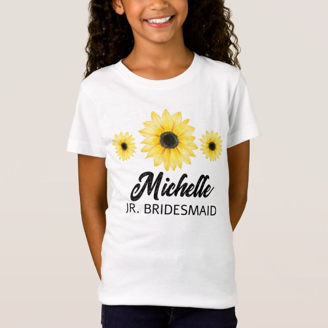  Personalised junior bridesmaid sunflower  T-Shirt (Front)
