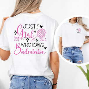 Personalised Just A Girl Who Loves Badminton Pink  Tri-Blend Shirt