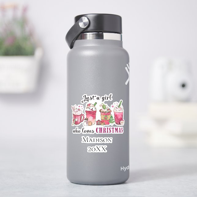 Personalised Just Girl Who Loves Christmas Trendy  (HydroFlask)
