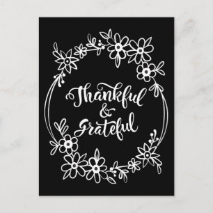 Personalised Just Married Black Wedding Floral Postcard
