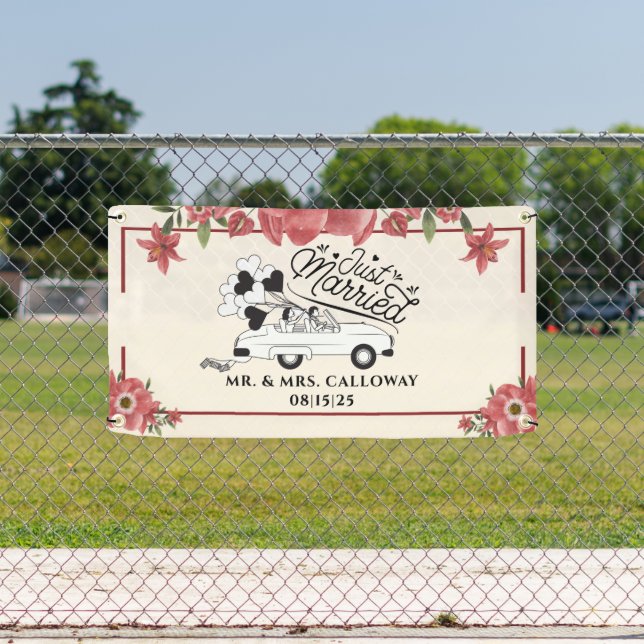 personalised Just Married Car Banner (Insitu)