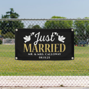 personalised Just Married Car Banner