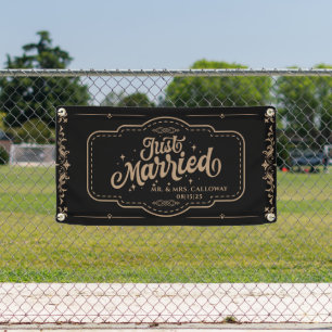 personalised Just Married Car Banner